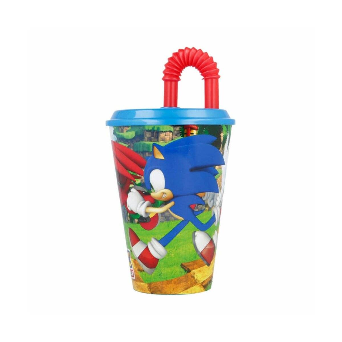 Helden Trinkbecher 430 ml mit Strohhalm - Wasserbecher Blau/Rot aus Plastik