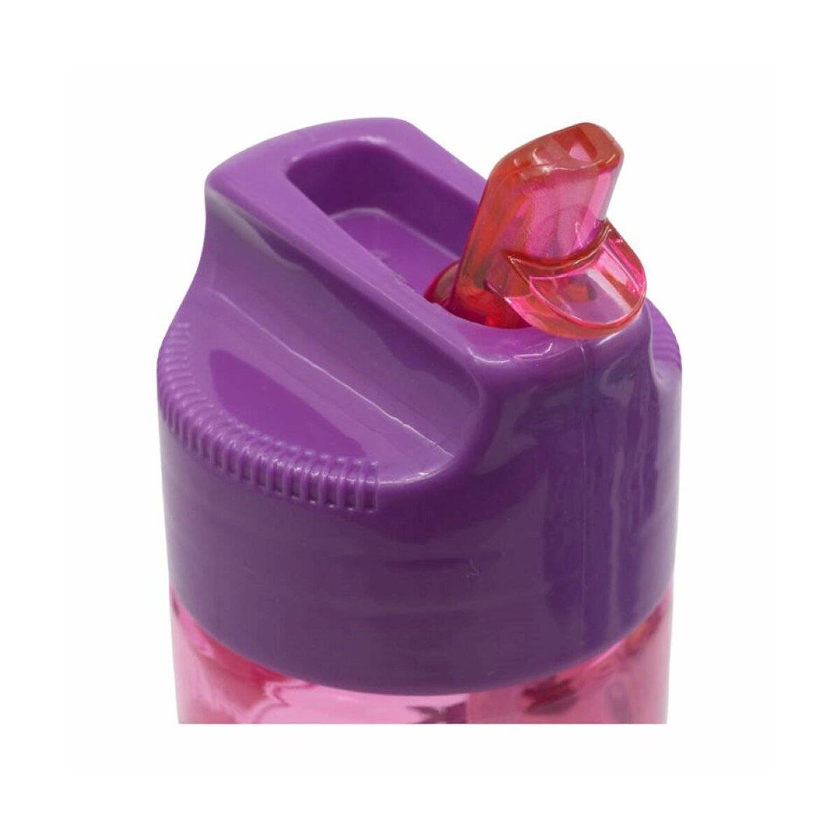 430 ml Pinke Trinkflasche für Kinder - Wasser-Trinkflasche mit Strohhalm für kleine Abenteurer