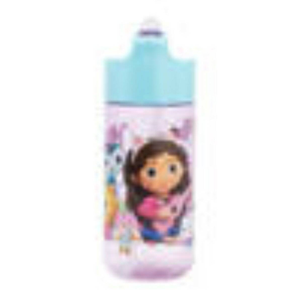 Wasserflasche mit Strohhalm für Kinder Gabby`s Dollhouse 430 ml Rosa-Blau