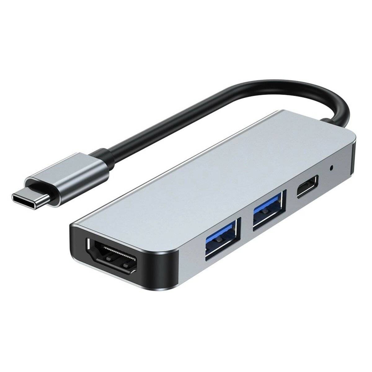 4in1 Multifunktonsadapter V2 in Grau HUB USB-C auf 2xUSB + HDMI + USB-C Adapter