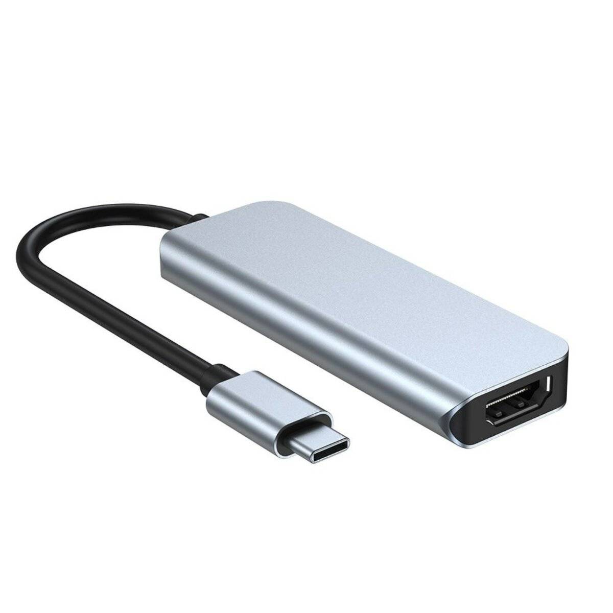 4in1 Multifunktonsadapter V2 in Grau HUB USB-C auf 2xUSB + HDMI + USB-C Adapter