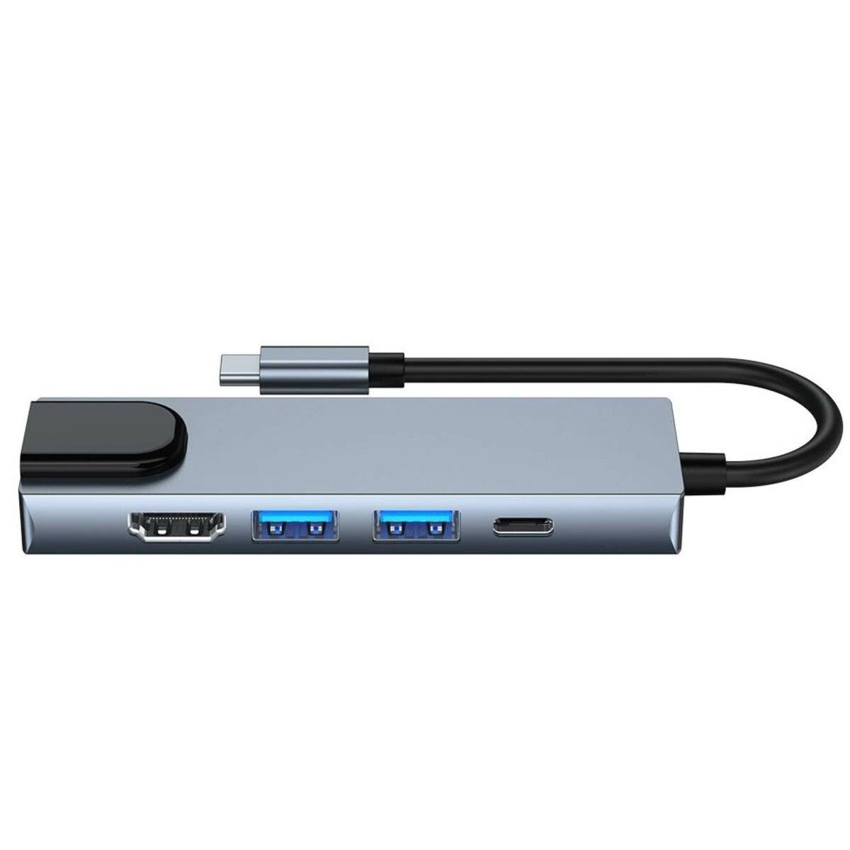 5in1 Multifunktionsadapter V3 USB-C  USB-A / USB-C / HDMI / RJ45 in Grau