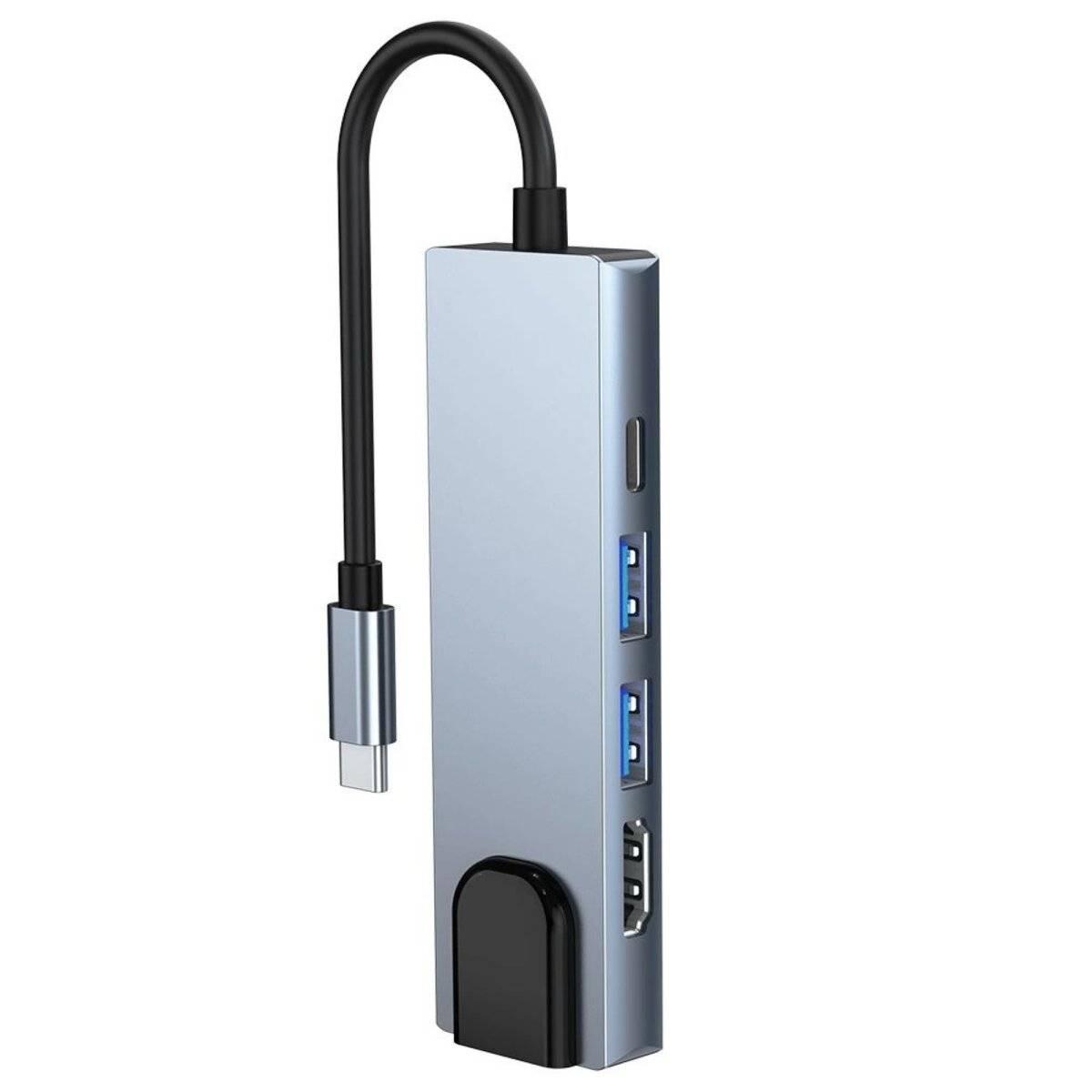 5in1 Multifunktionsadapter V3 USB-C  USB-A / USB-C / HDMI / RJ45 in Grau