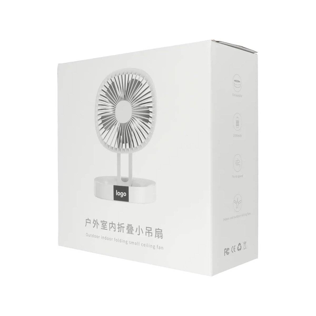 Klapp-Ventilator tragbarer handlicher Ventilator - geeignet als Schreibtisch-, Decken- oder Wandventilator Weiß