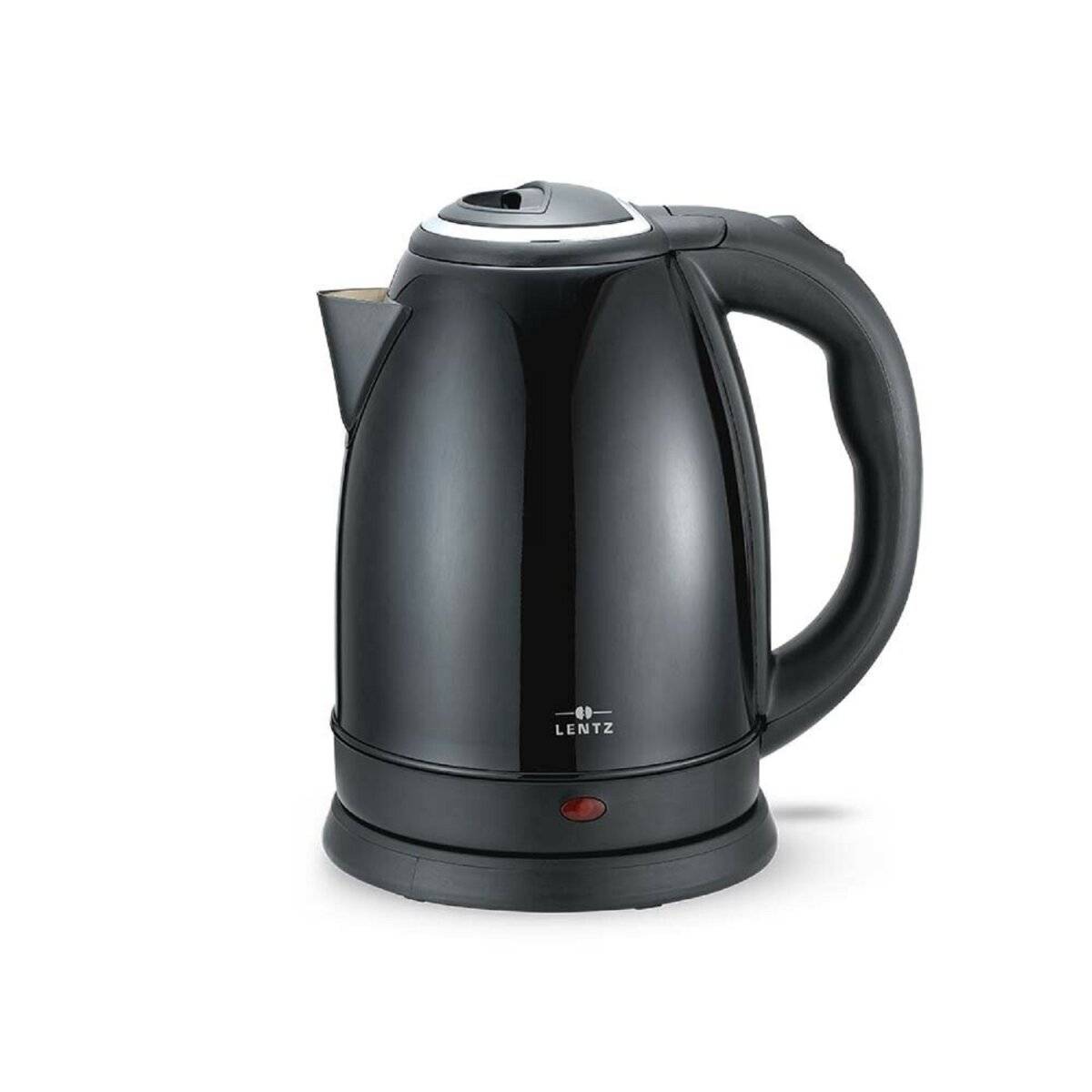 Lentz Edelstahl Wasserkocher - 1,8 Liter Fassungsvermögen und 1800W Leistung für blitzschnelle Erhitzung Schwarz