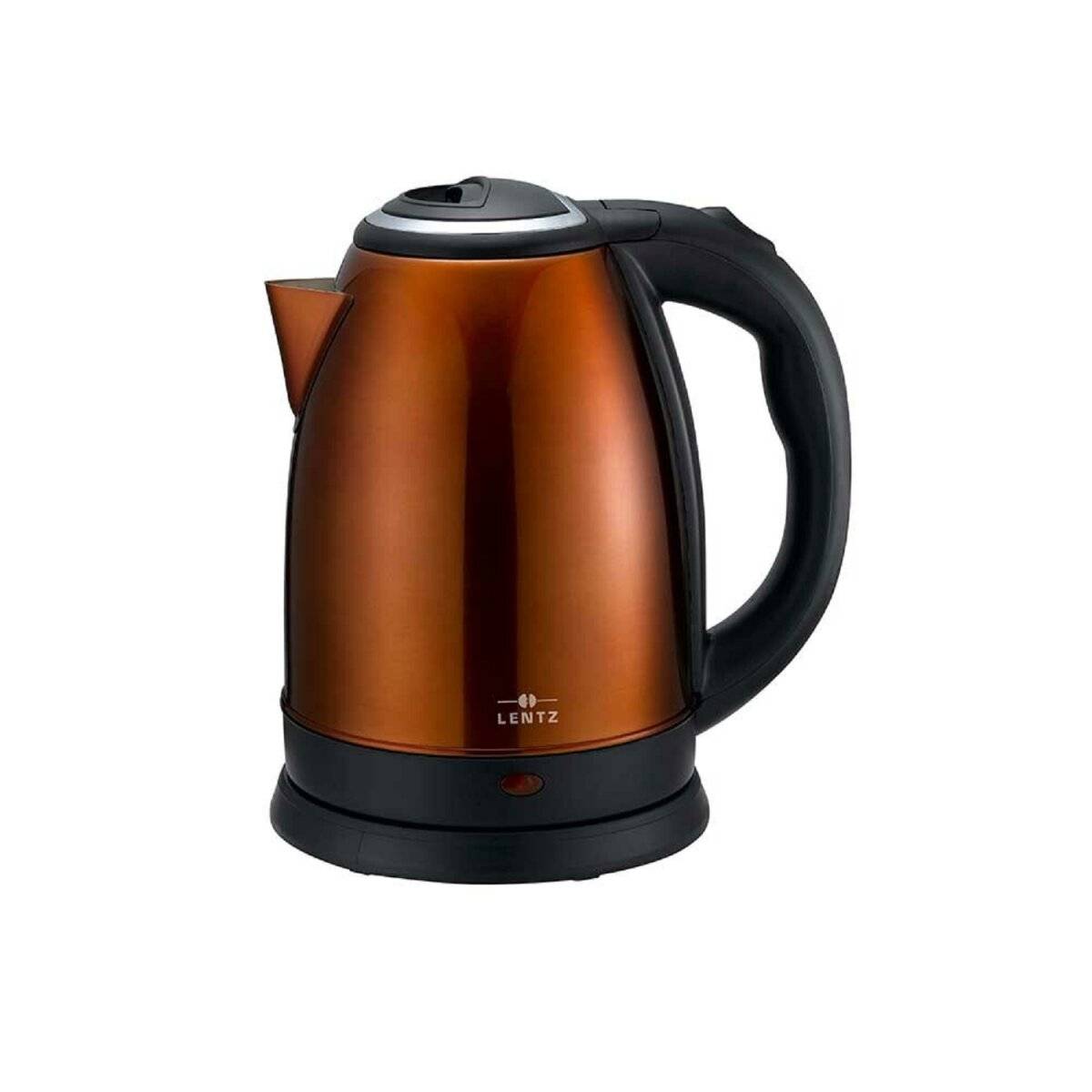 Lentz Edelstahl Wasserkocher - 1,8 Liter Fassungsvermögen und 1800W Leistung für blitzschnelle Erhitzung Kupfer