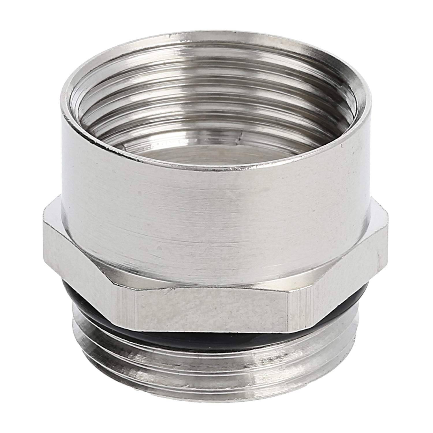 Eine Metallgewindekupplung mit sechseckiger Basis, die zum einfachen und sicheren Verbinden von zwei Rohren oder Schläuchen in Rohrleitungssystemen entwickelt wurde.