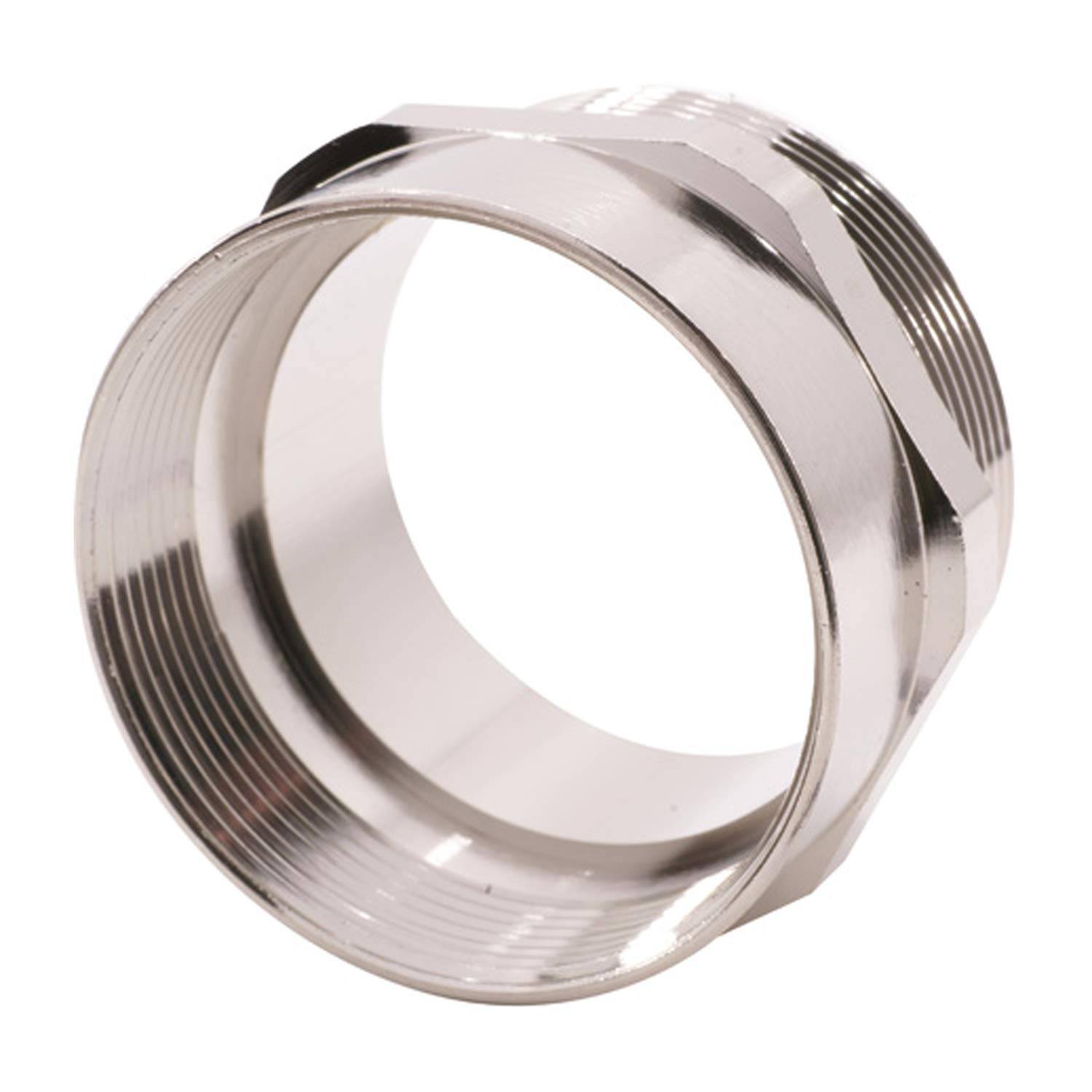 Ein metallischer Rohranschluss mit Gewindeenden, der zum sicheren Verbinden von zwei Rohrabschnitten in Rohrleitungssystemen konzipiert ist.