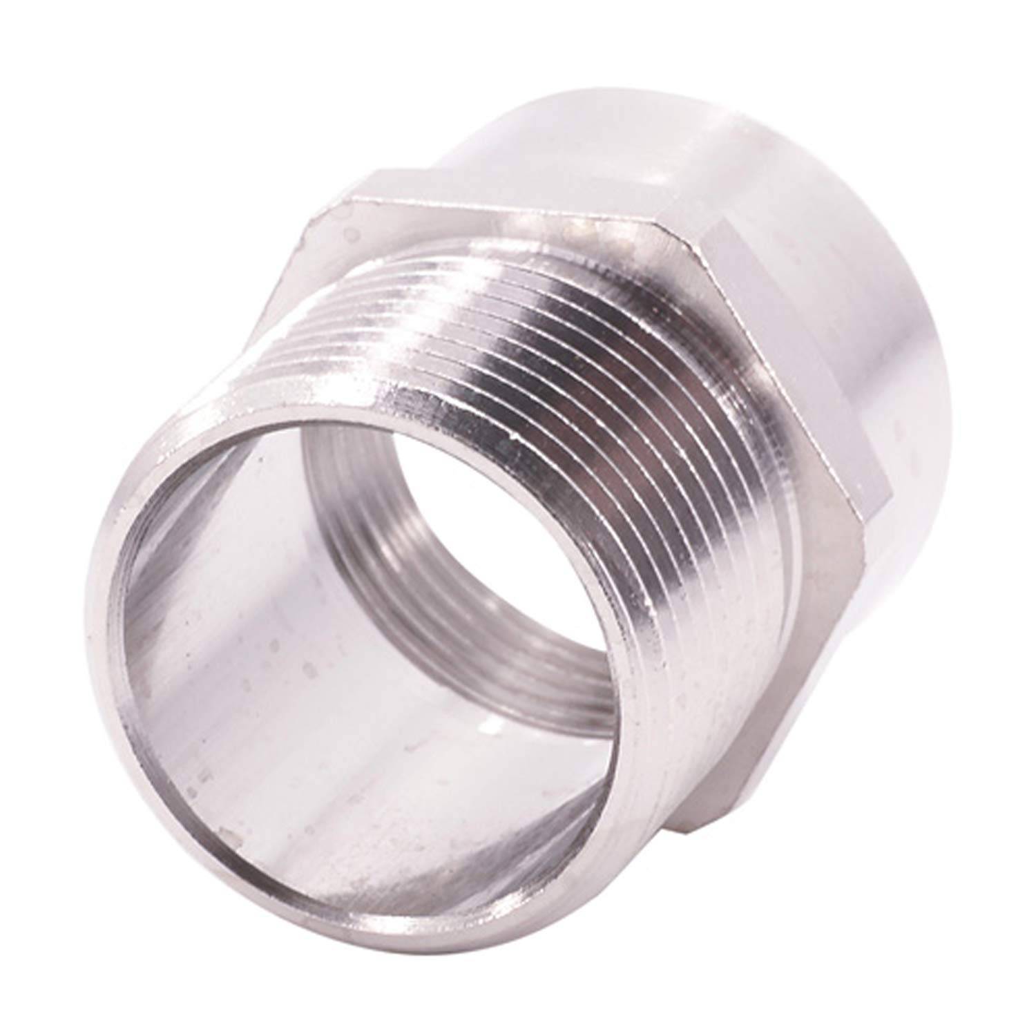 Eine Metallrohrverschraubung mit Gewindeenden, sechseckigem Körper, verwendet zum Verbinden von Rohren in der Sanitär- oder Ingenieuranwendung.