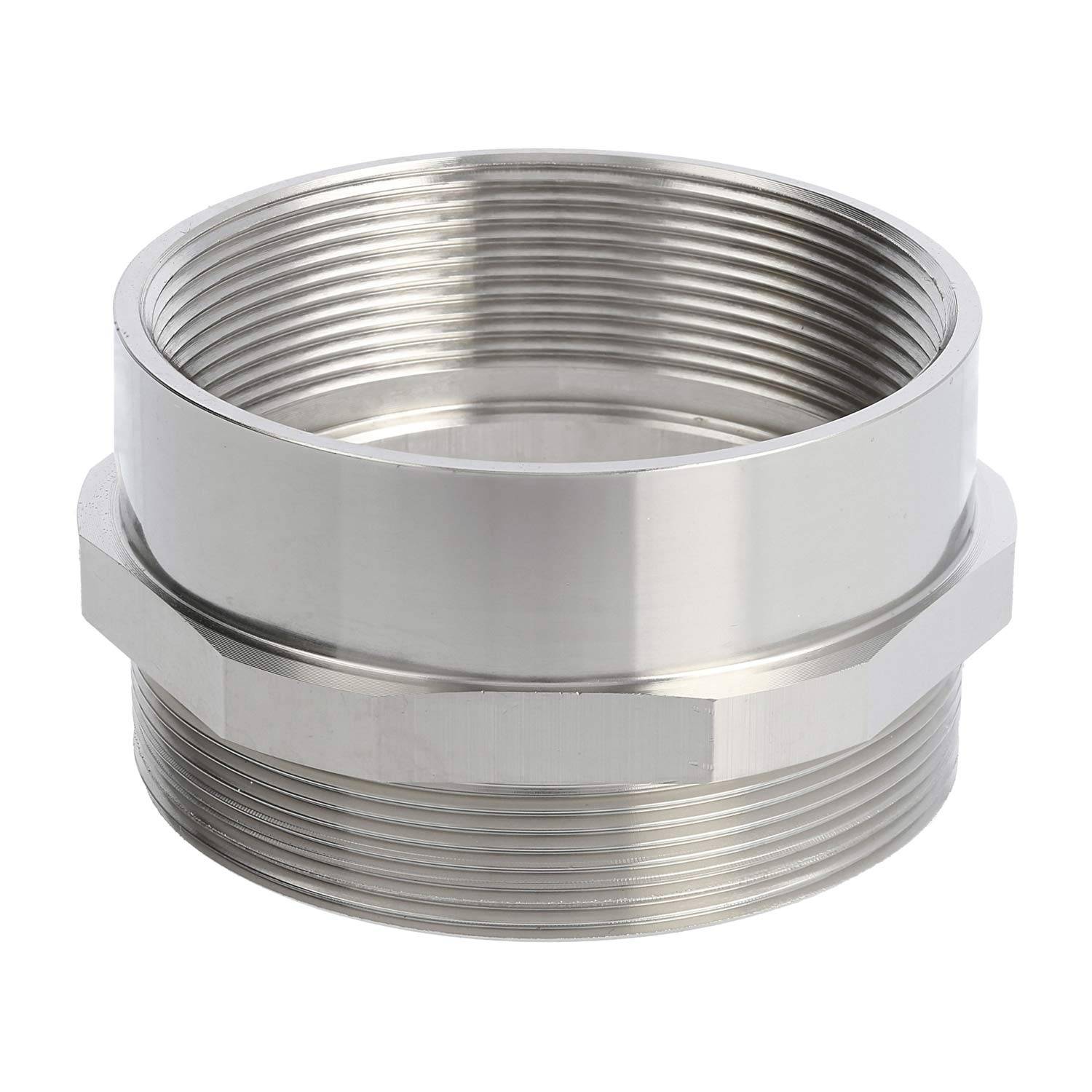 Eine Metallgewindekupplungskomponente, die zum Verbinden von Rohren verwendet wird und über externe und interne Gewinde für eine sichere Verbindung verfügt.