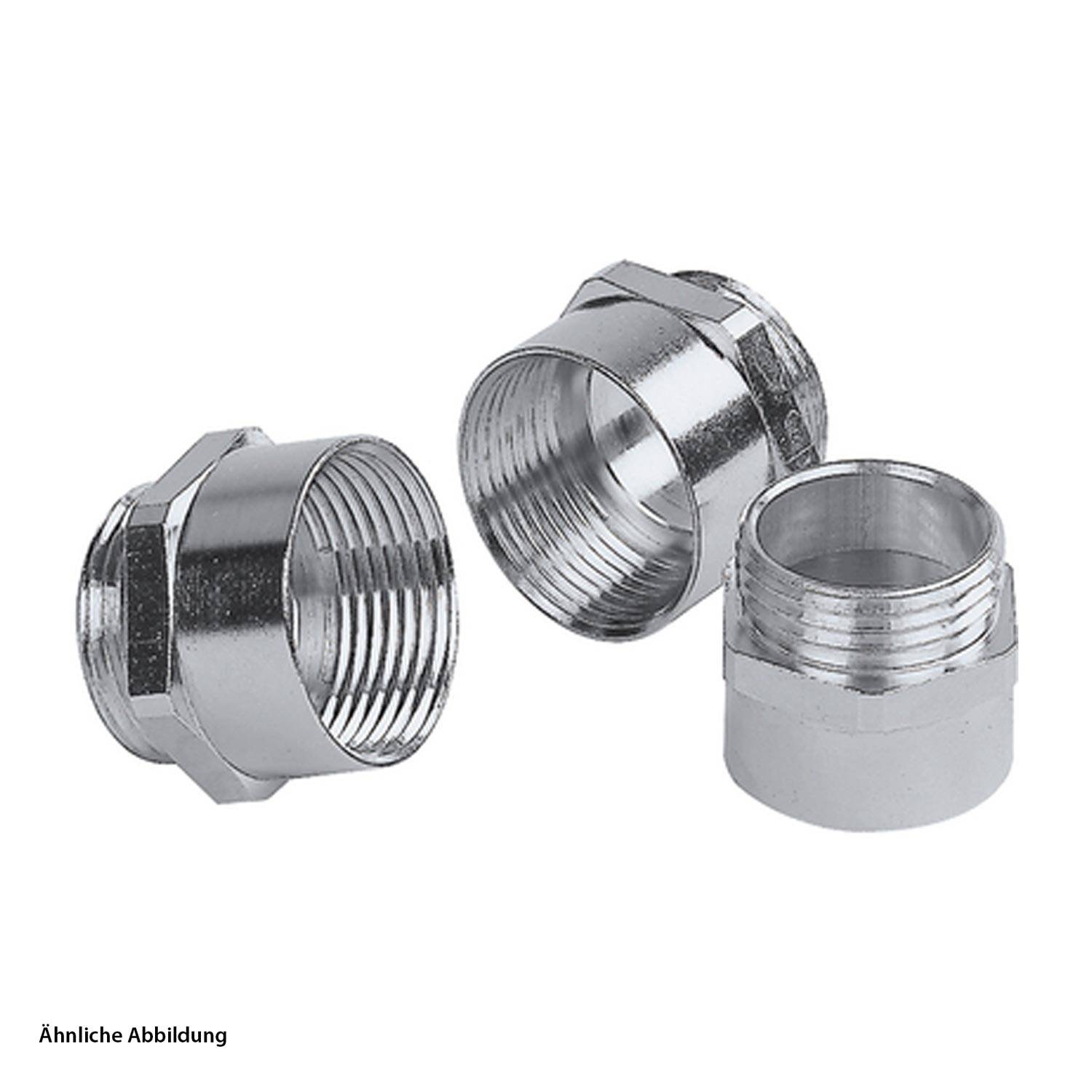 Drei metallene Gewindearmaturen