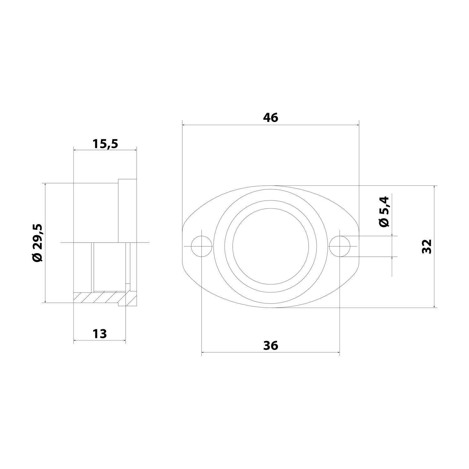 15020071225 FLEXA FFLG 21/28/M25 Flanschanschluss ohne Flanschdichtung Gewinde M25x1,5 für Schlauch-Außendurchmesser
