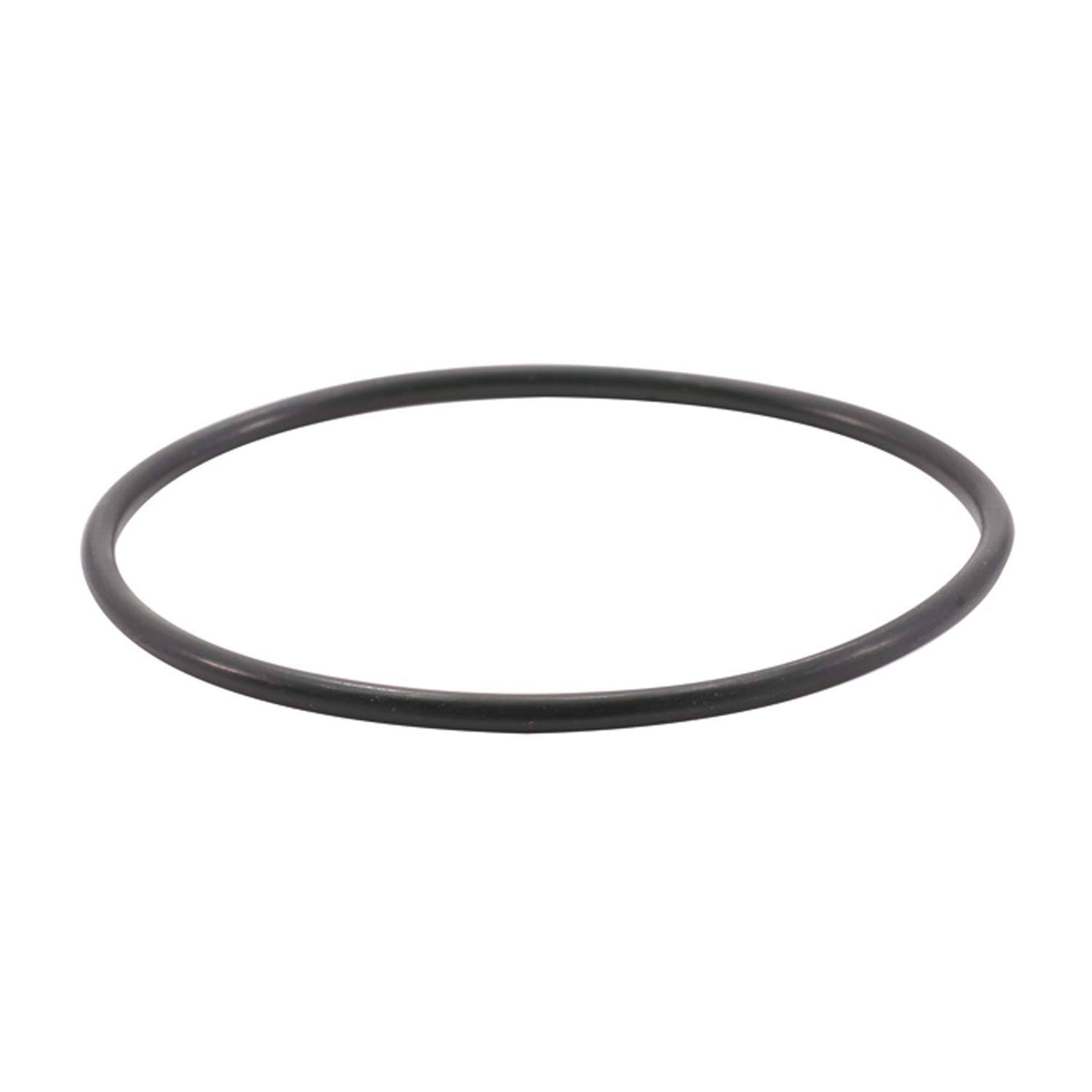 Ein schwarzer, kreisförmiger Gummidichtring, der flach auf einer weißen Oberfläche liegt.