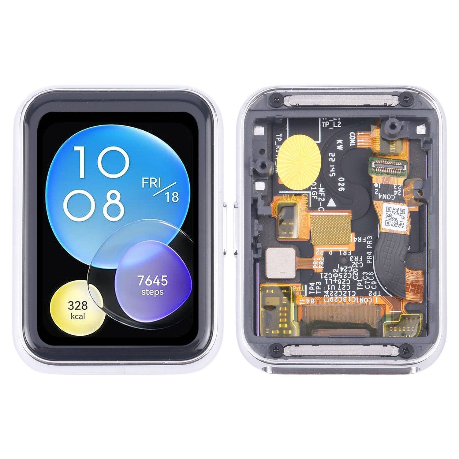 Für Samsung Galaxy Fit 2 LCD Display Kompletteinheit mit Rahmen Silber Ersatz