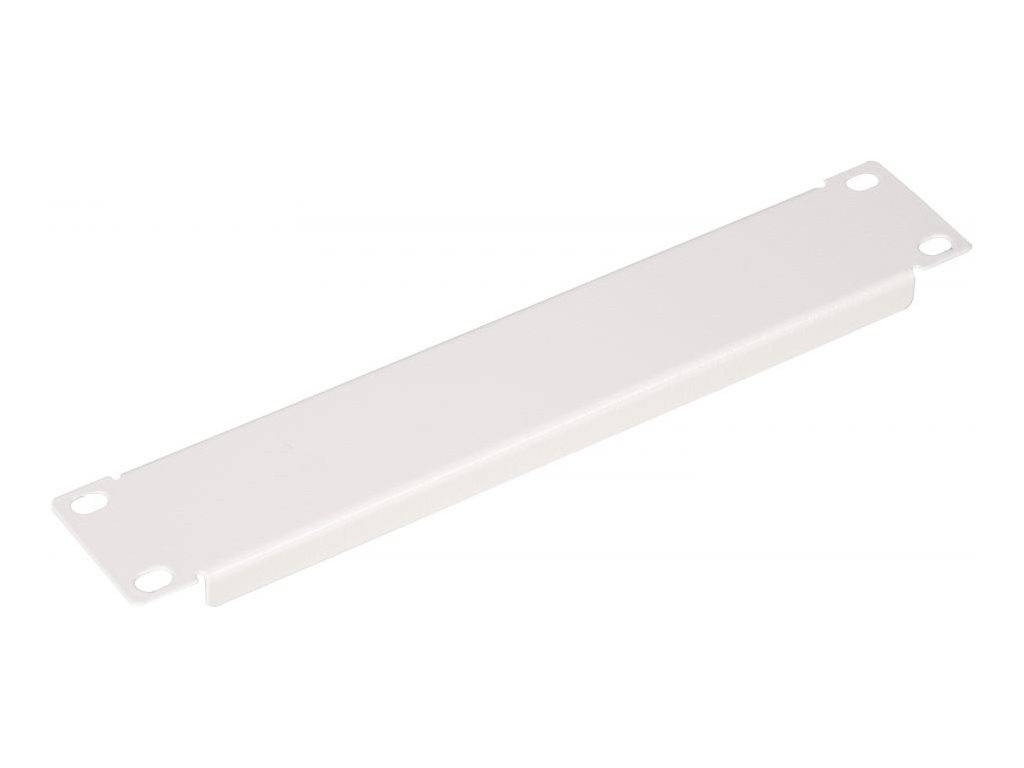 Langes weißes rechteckiges Metallpanel oder -abdeckung mit Befestigungslöchern an beiden Enden, auf einfachem Hintergrund dargestellt.