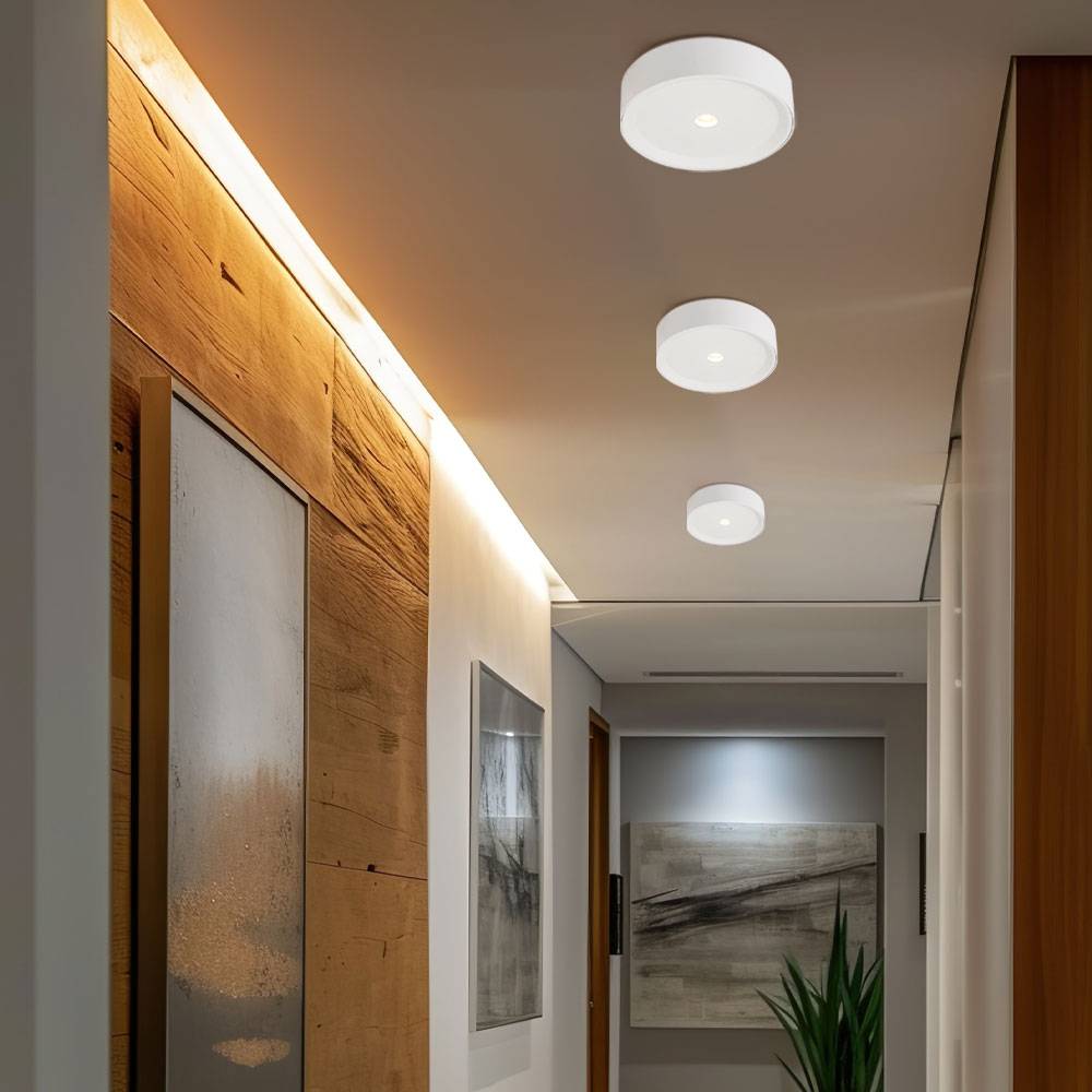 Deckenleuchte LED Deckenlampe weiß Küchenleuchte Flurlampe, Aluminium, 10W 470lm warmweiß, DxH 15 x 4 cm