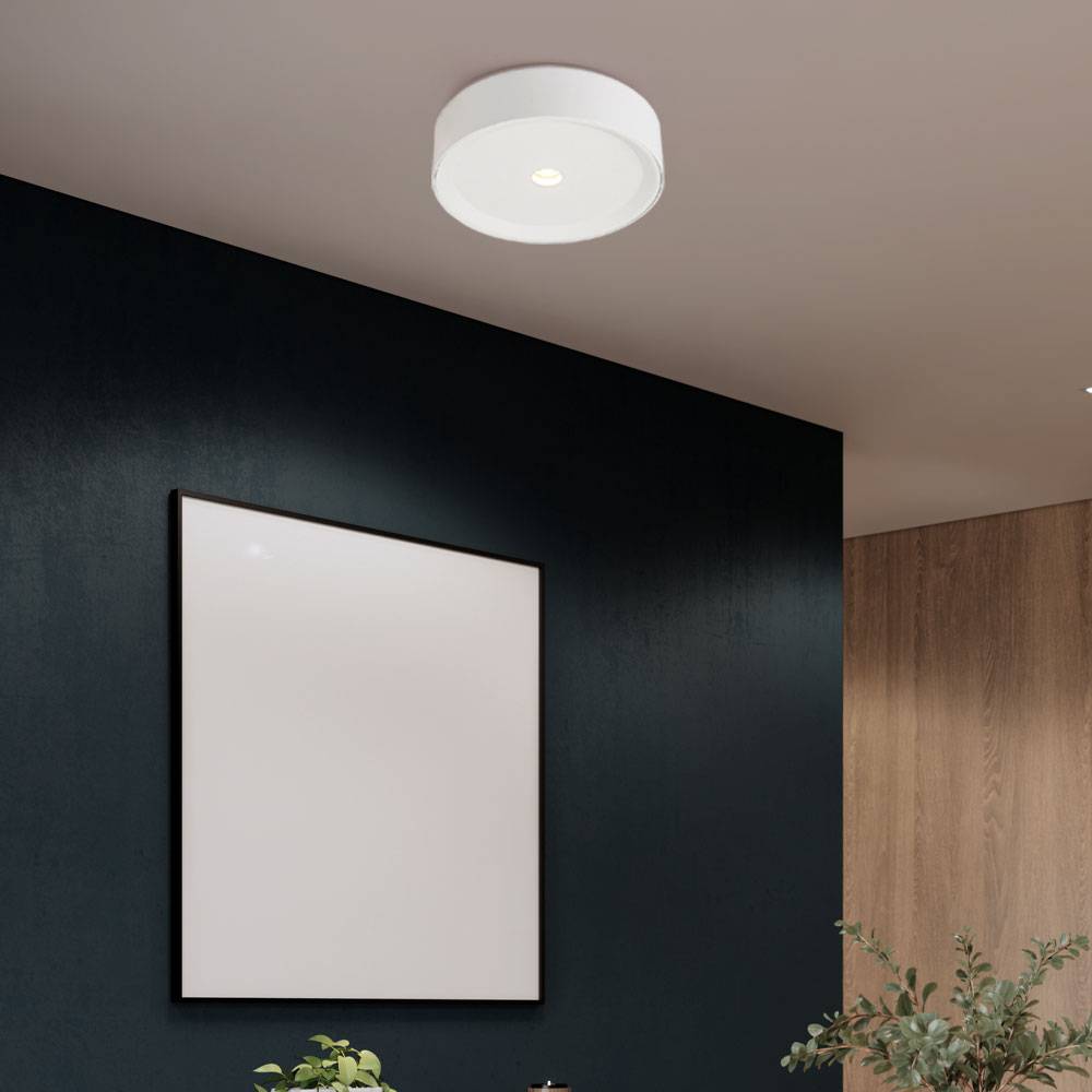 Deckenleuchte LED Deckenlampe weiß Küchenleuchte Flurlampe, Aluminium, 10W 470lm warmweiß, DxH 15 x 4 cm