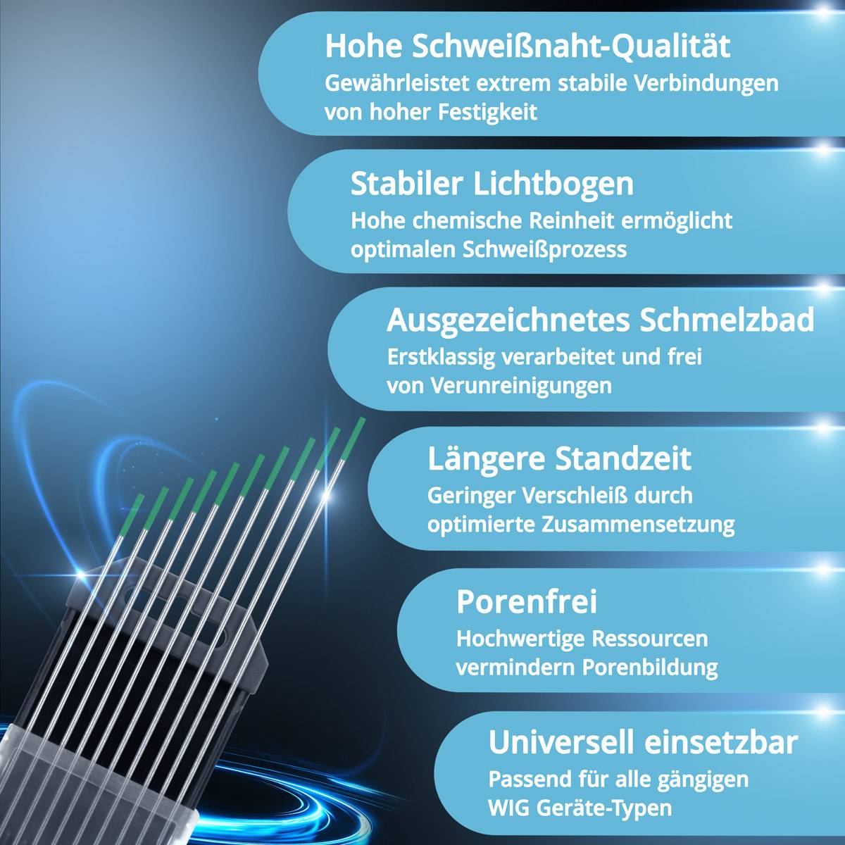 STAHLWERK WIG Wolfram Schweißelektroden 1,6 x 175 mm WP Thoriumfrei