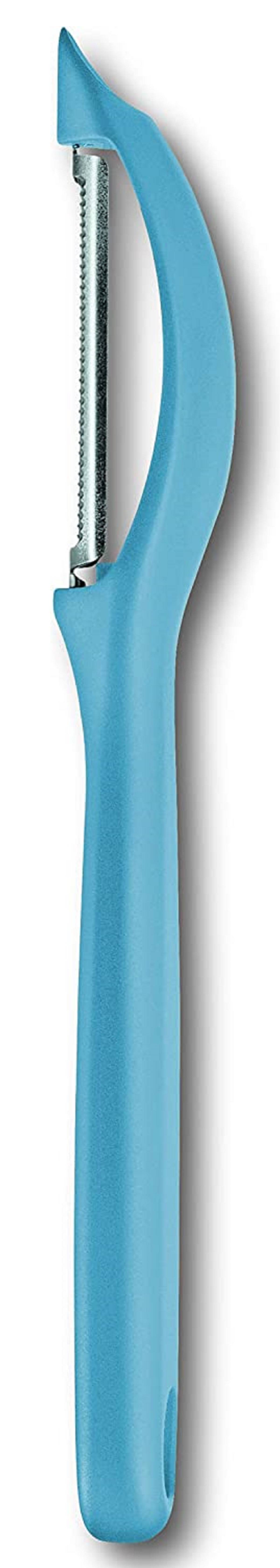 Victorinox Limited Edition | Swiss Classic Universalschäler | Pendelklinge mit Zackenschliff | zweischneidig | Karibikblau | ideal für Obst und Gem?