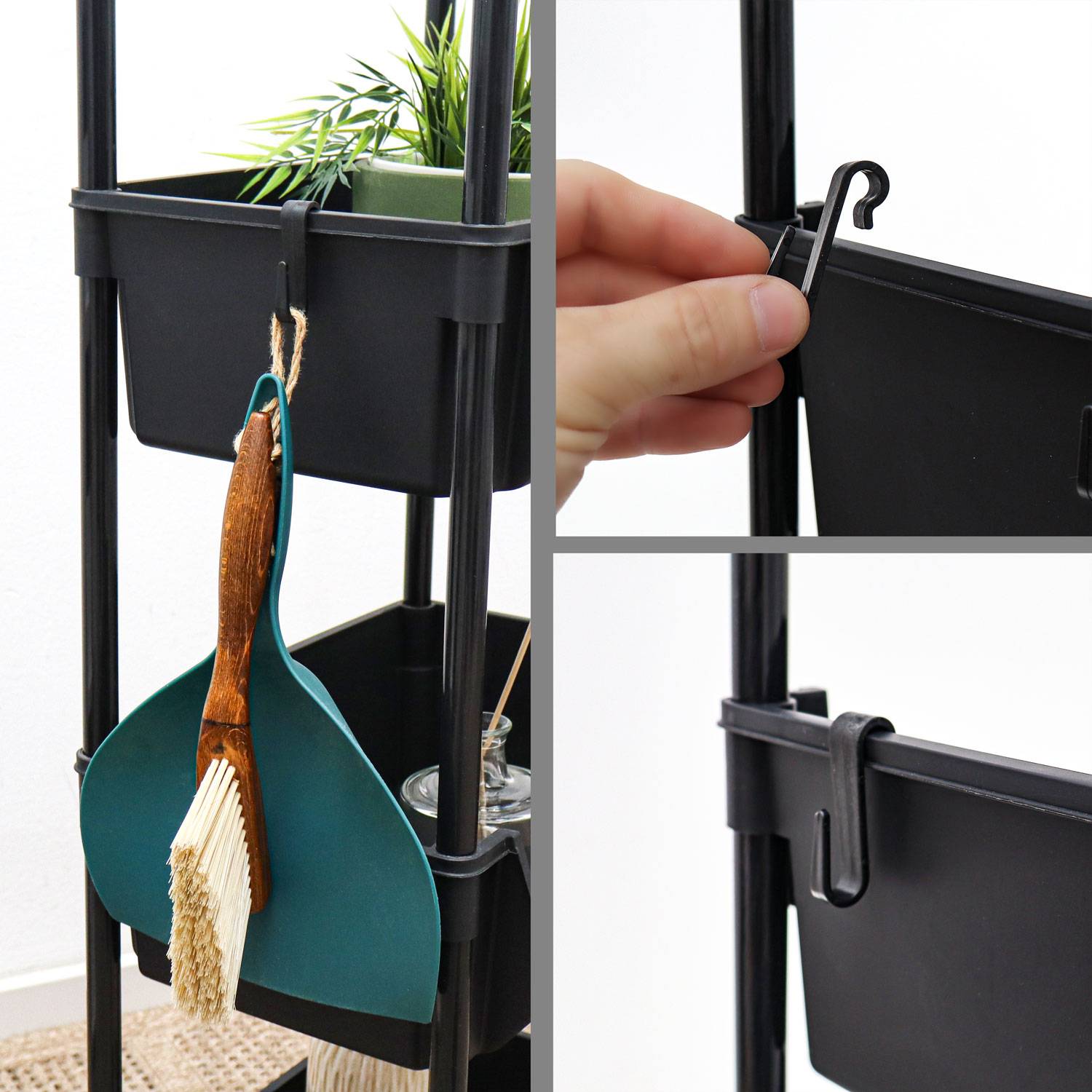 2 Rollwagen mit Körben - 35x24x100 Aufbewahrungswagen - Allzweckwagen Bad Küche