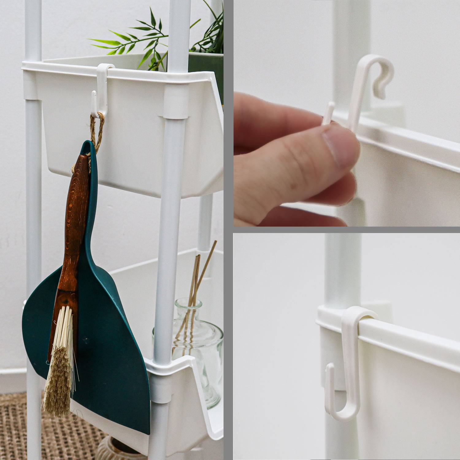 2 Rollwagen mit Körben - 35x24x100 Aufbewahrungswagen - Allzweckwagen Bad Küche