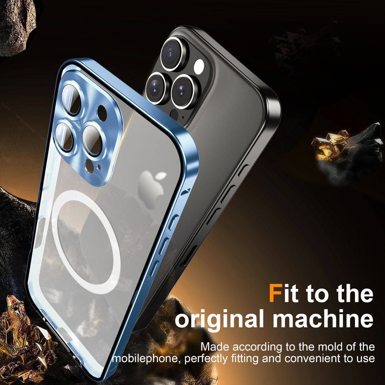 Für Apple iPhone 16 Pro Magnetische Magsafe Metall Design Schutz Cover Hülle Blau