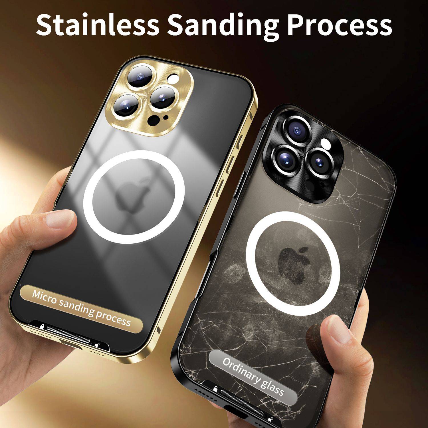 Für Apple iPhone 16 Pro Max Magnetische Magsafe Metall Design Schutz Cover Hülle Silber