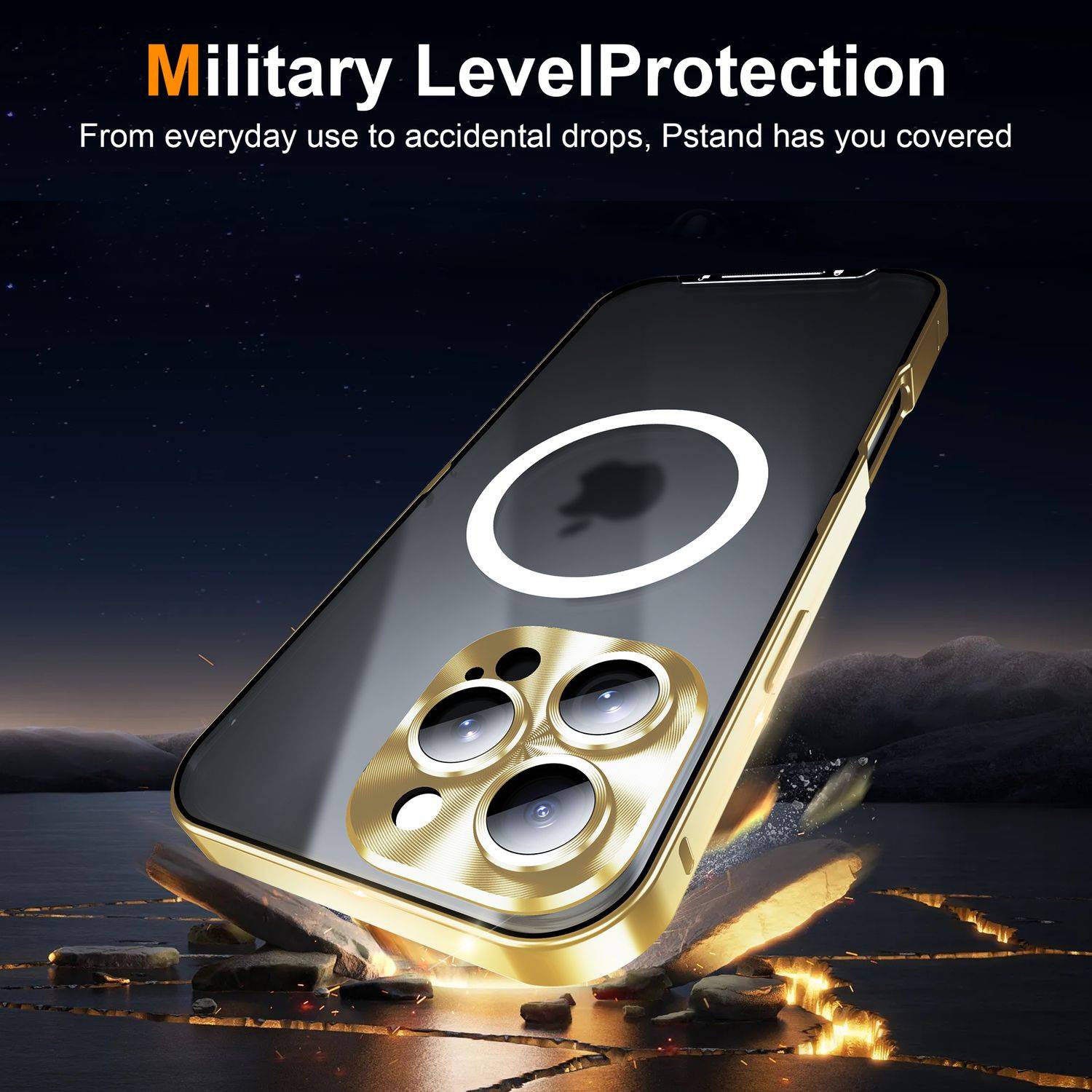 Für Apple iPhone 16 Pro Max Magnetische Magsafe Metall Design Schutz Cover Hülle Silber