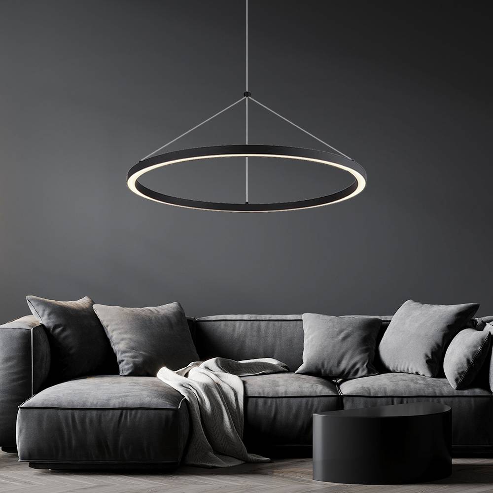Pendellampe Hängelampe Esstischleuchte Wohnzimmerlampe Deckenleuchte, Metall Alu Kunststoff schwarz, dimmbar Memoryfunktion, LED 36W 1400Lm 3000K