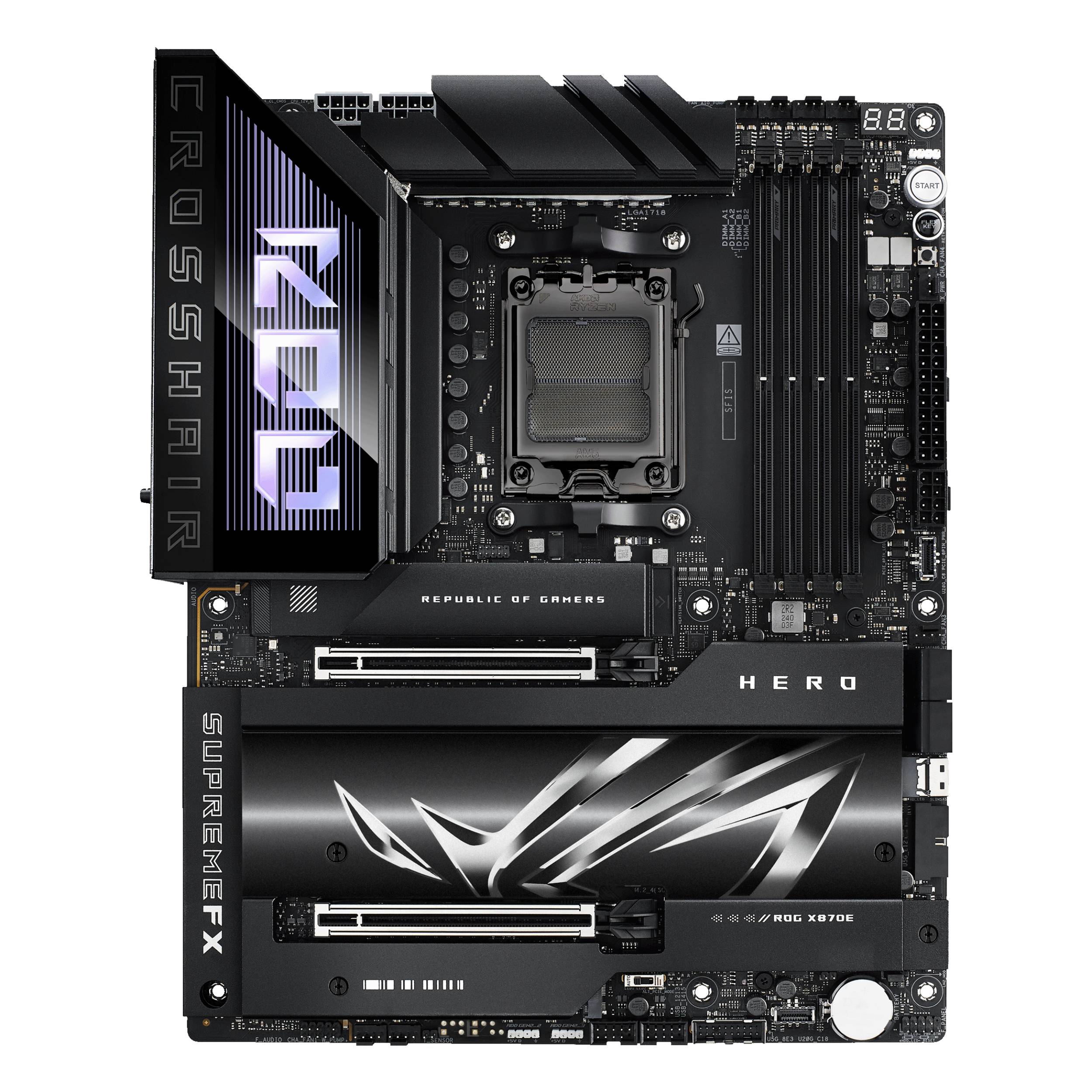 ASUS ROG CROSSHAIR X870E HERO - Motherboard - ATX - Socket AM5 - AMD X870E Chipsatz - USB4, USB 3.2 Gen 2, USB-C 3.2 Gen2, USB 3.2 Gen 1, USB-C 3.2