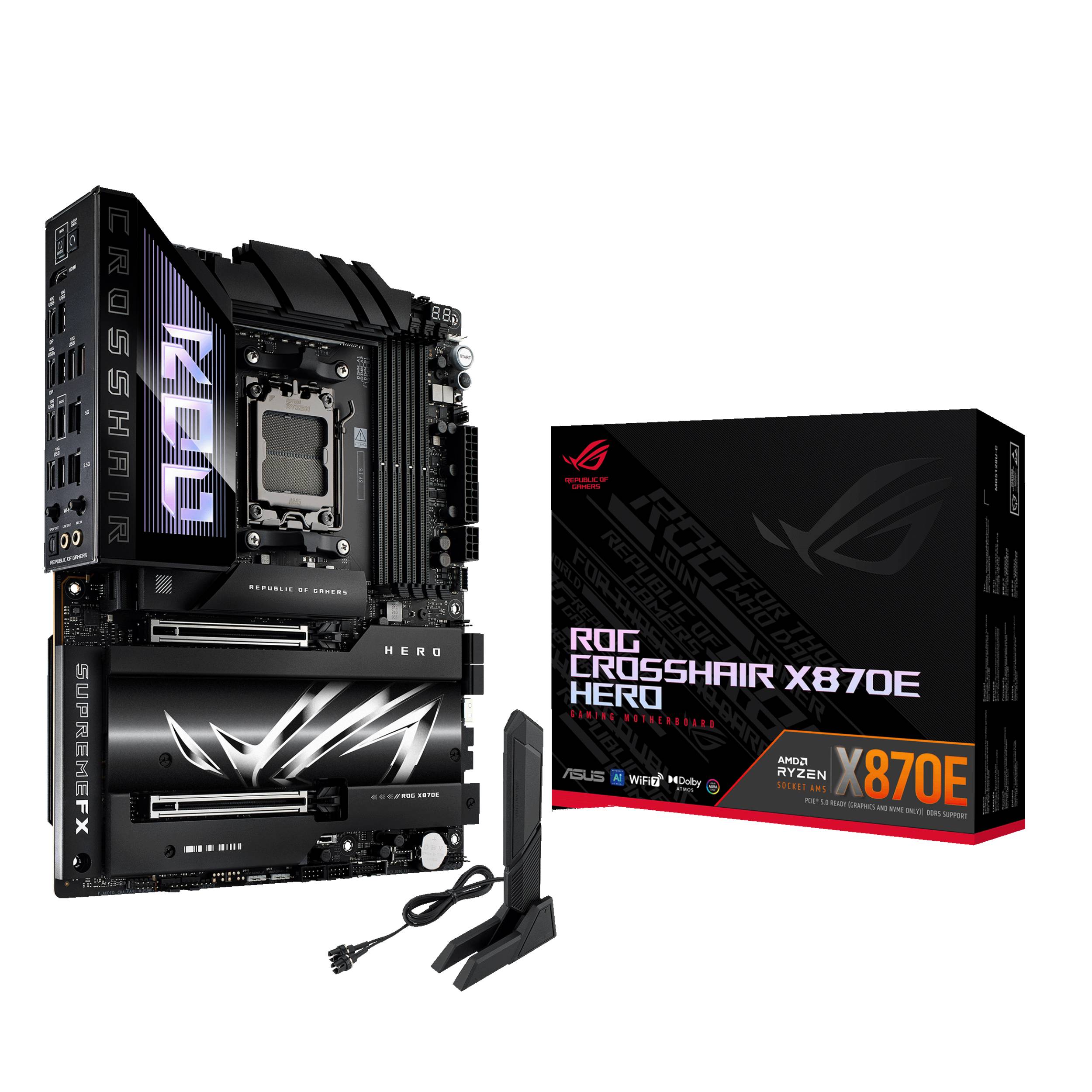 ASUS ROG CROSSHAIR X870E HERO - Motherboard - ATX - Socket AM5 - AMD X870E Chipsatz - USB4, USB 3.2 Gen 2, USB-C 3.2 Gen2, USB 3.2 Gen 1, USB-C 3.2