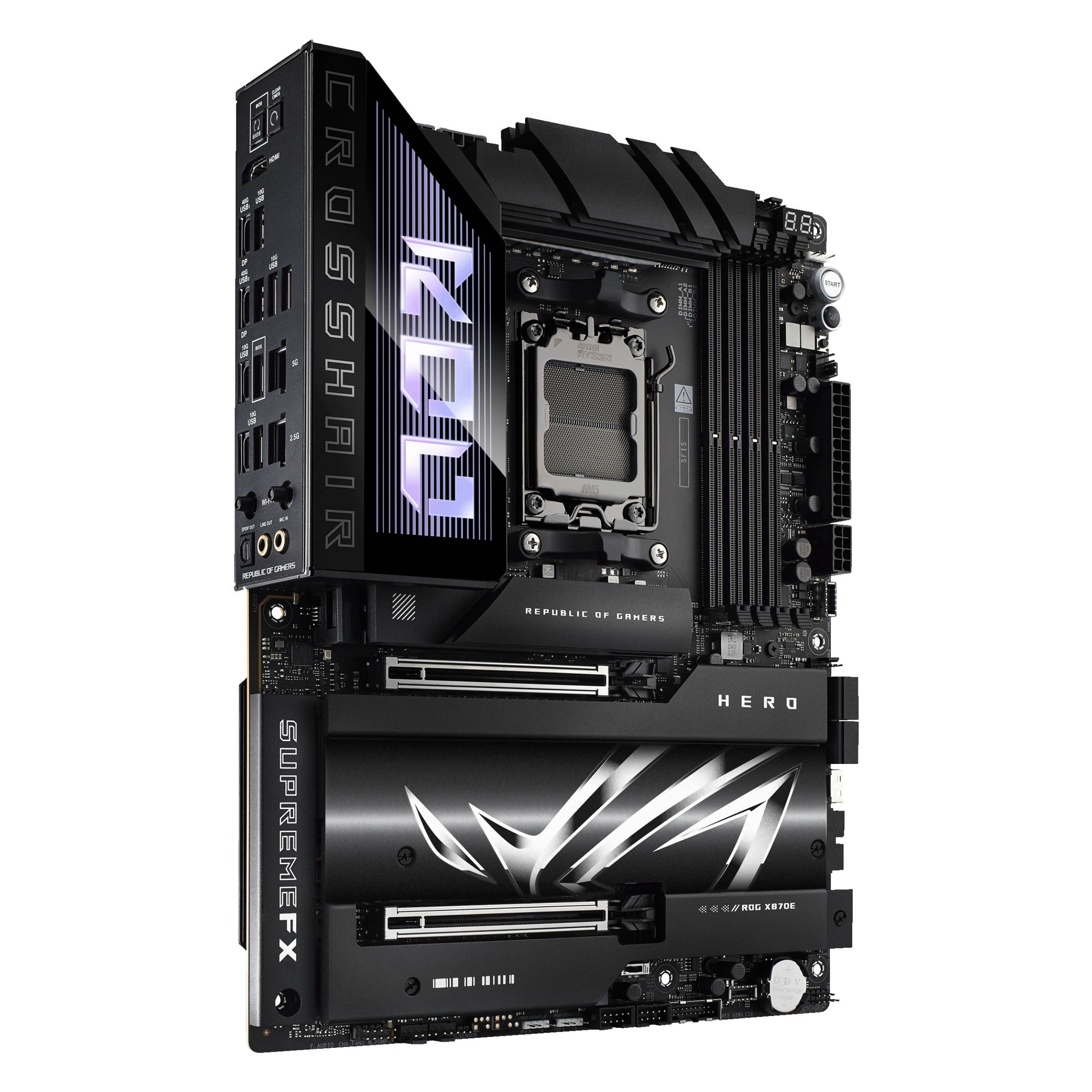 ASUS ROG CROSSHAIR X870E HERO - Motherboard - ATX - Socket AM5 - AMD X870E Chipsatz - USB4, USB 3.2 Gen 2, USB-C 3.2 Gen2, USB 3.2 Gen 1, USB-C 3.2