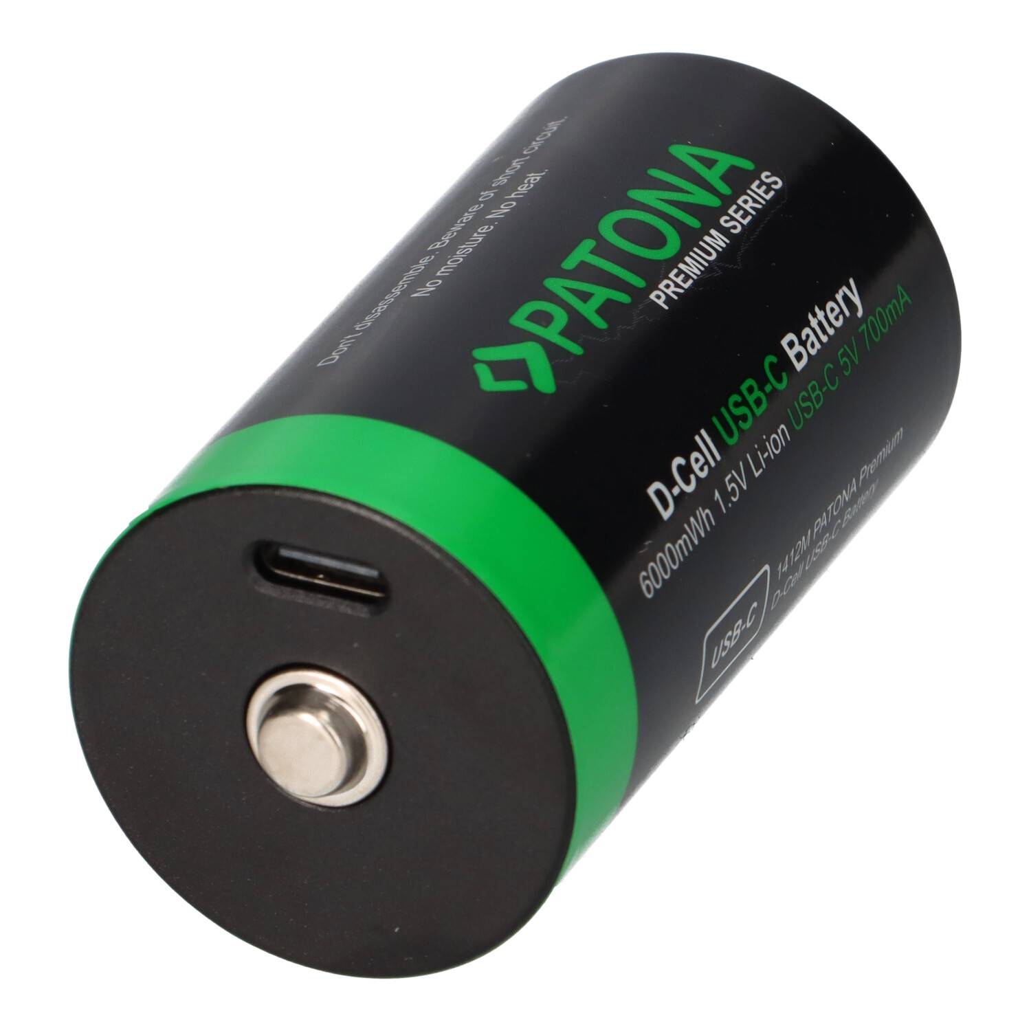PATONA 2x LR20 Mono D Premium Akkus 6,0Wh mit USB-C und Ladekabel