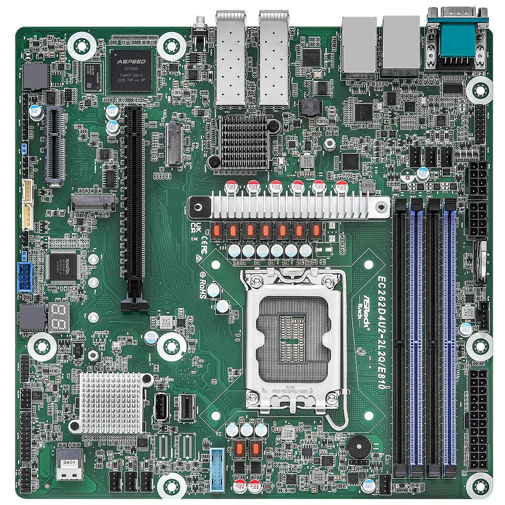 ASRock Mainboard EC262D4U2-2L2Q/E810 micro-ATX Sockel 1700 DDR5-only Single