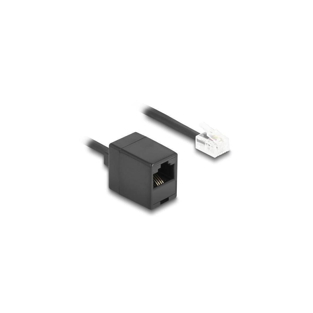 88721 - Telefonkabel Spiralkabel RJ11 Stecker zu RJ45 Buchse schwarz 2 m