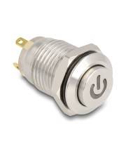 Delock Drucktaster zum Einbau 12 mm 4 x Lötanschluss LED rot Powersymbol