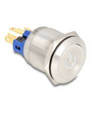 Delock Drucktaster zum Einbau 22 mm 6 x Lötanschluss LED weiß Powersymbol+