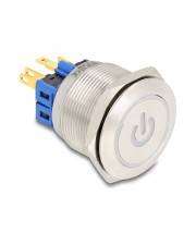 Delock Drucktaster zum Einbau 25 mm 6 x Lötanschluss LED rot Powersymbol+