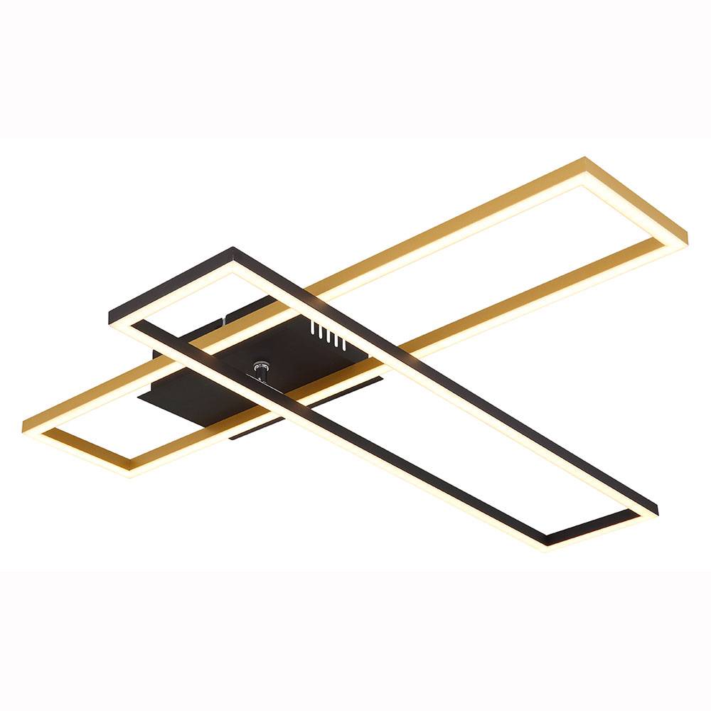 Deckenlampe Wohnzimmerleuchte Deckenleuchte Esszimmerlampe Schlafzimmerleuchte, Metall Alu schwarz gold, beweglich, LED 30W 1370Lm 3000K warmweiß,