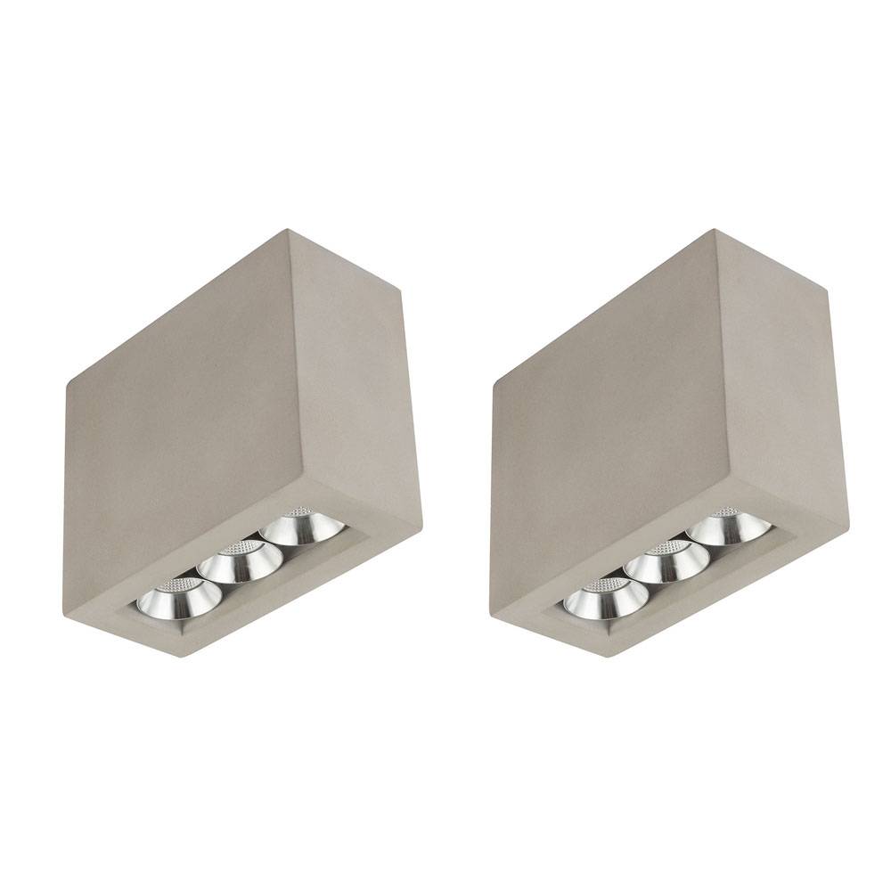 Deckenlampe Deckenspot 3 flammig LED Strahler Wohnzimmerleuchte Flurlampe Beton grau 6,6 Watt 440 Lumen 3000 Kelvin warmweiß, LxBxH 12,2x5,6x10 cm