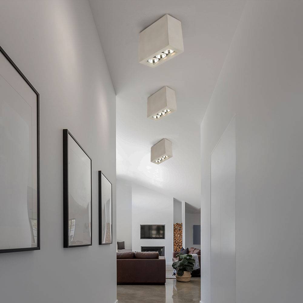 Deckenlampe Deckenspot 3 flammig LED Strahler Wohnzimmerleuchte Flurlampe Beton grau 6,6 Watt 440 Lumen 3000 Kelvin warmweiß, LxBxH 12,2x5,6x10 cm