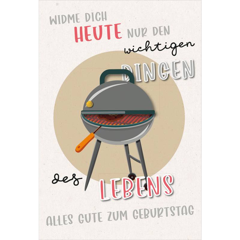 SUSY CARD Geburtstagskarte Round "Grill"