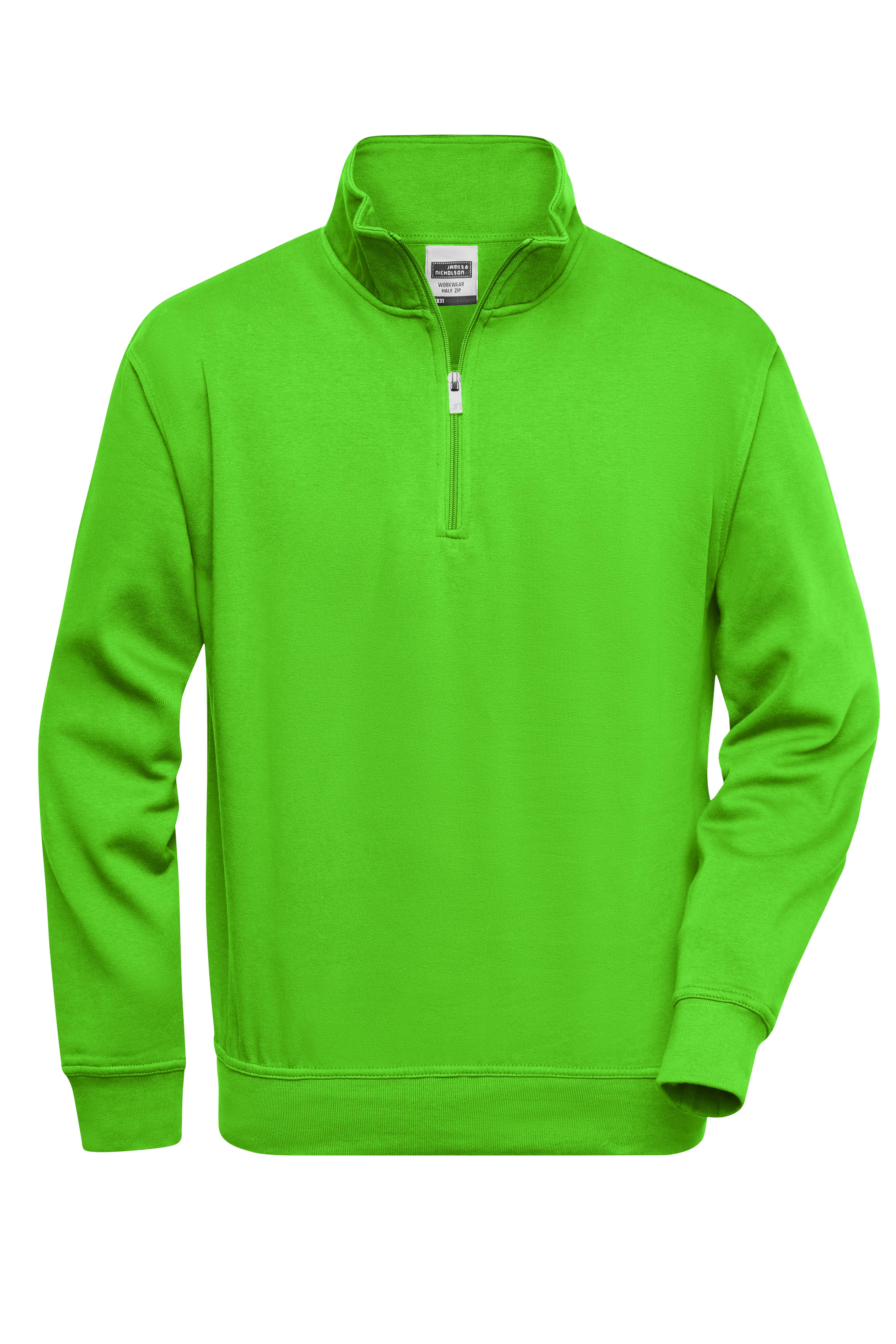 James & Nicholson® Workwear Half Zip Sweat JN831 Größe: S lime-green