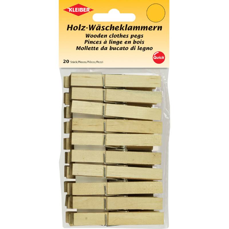 KLEIBER Wäscheklammern, aus Holz, Länge: 90 mm