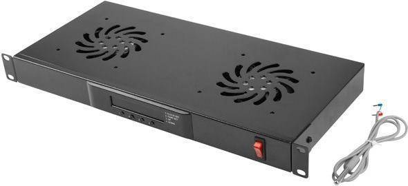 LANBERG 19 LCD-Lüftungspanel (2 Lüfter) 1U +Thermostat 230V Multimedia-Technik Lüfter