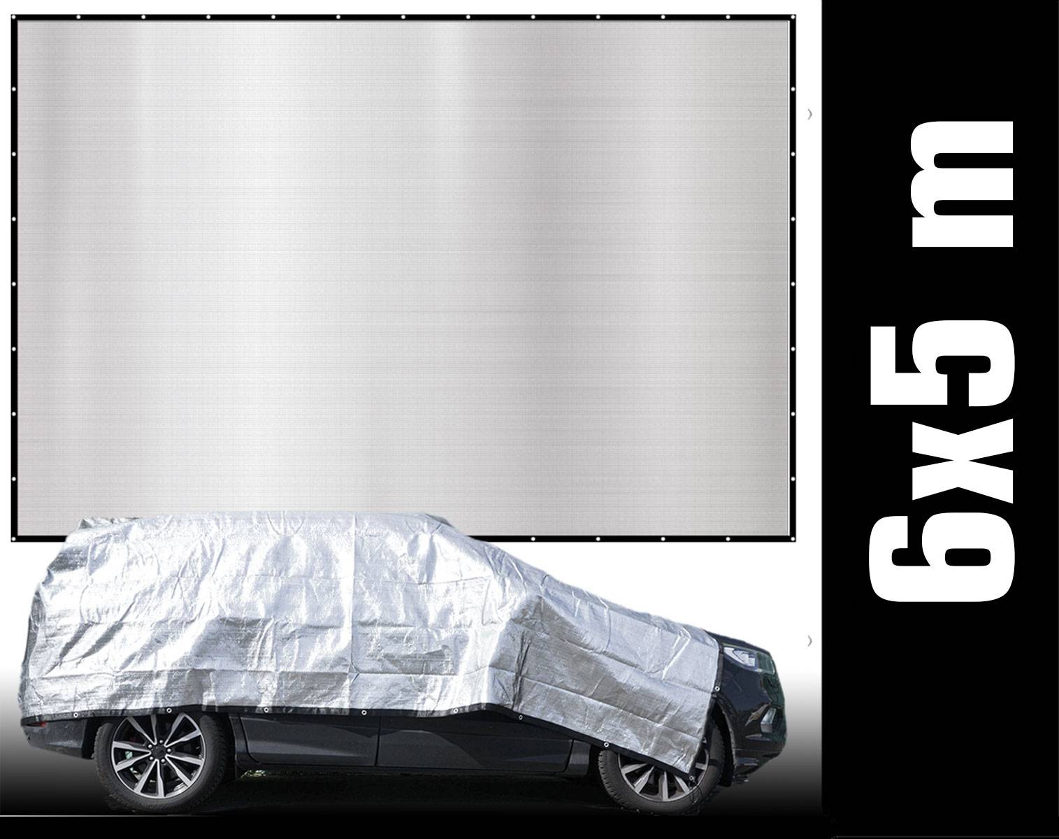 5x6 m Alu Schattennetz Auto Abdeckung - Hitzeschutz Hund - Sonnensegel Camping