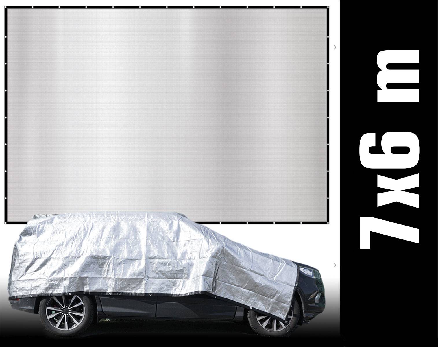 6x7 m Alu Schattennetz Auto Abdeckung - Hitzeschutz Hund - Sonnensegel Camping