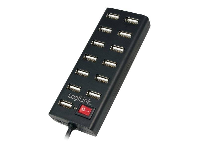 Logilink USB-HUB 13-Port m. Netzteil schwarz Kunststoff Multimedia-Technik HUBs