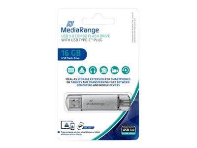 MediaRange USB-Stick 16 GB USB 3.1 combo mit USB Type-C Eingabe / Ausgabe