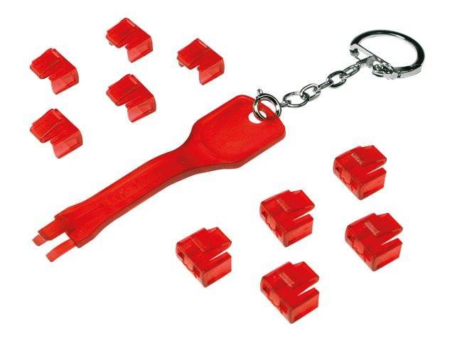 Logilink RJ45 Port Blocker Set 10Stück rot + Schlüssel Multimedia-Technik Security